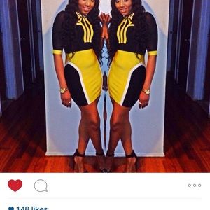 Celeb boutique dress yellow/black bandage dress